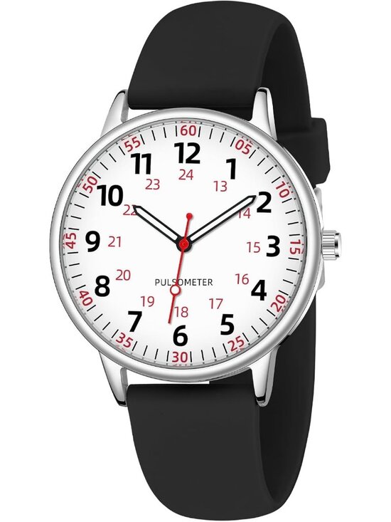 Women\'s Black Analog Silicone Rubber Band Second Hand Nursing Waterproof Watch main image 6